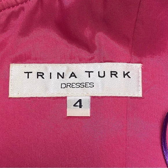 Trina Turk Dress Women’s Size 4 Purple Pink 100% Silk Tweed Dress - Picture 15 of 16